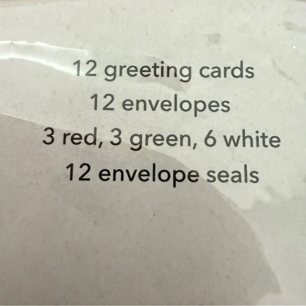 24 Christmas Cards 8 Designs W/ 24 Envelopes (6 red 6 green 12 white) & Stickers